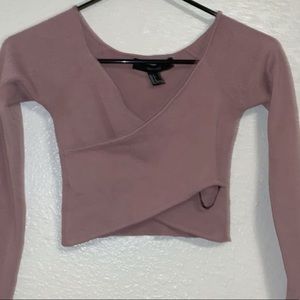soft pink forever 21 surplice crop top